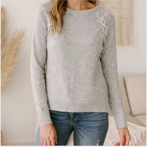 𝅺Sundance Cross Creek Pullover Knit Sweater in Heather Gray